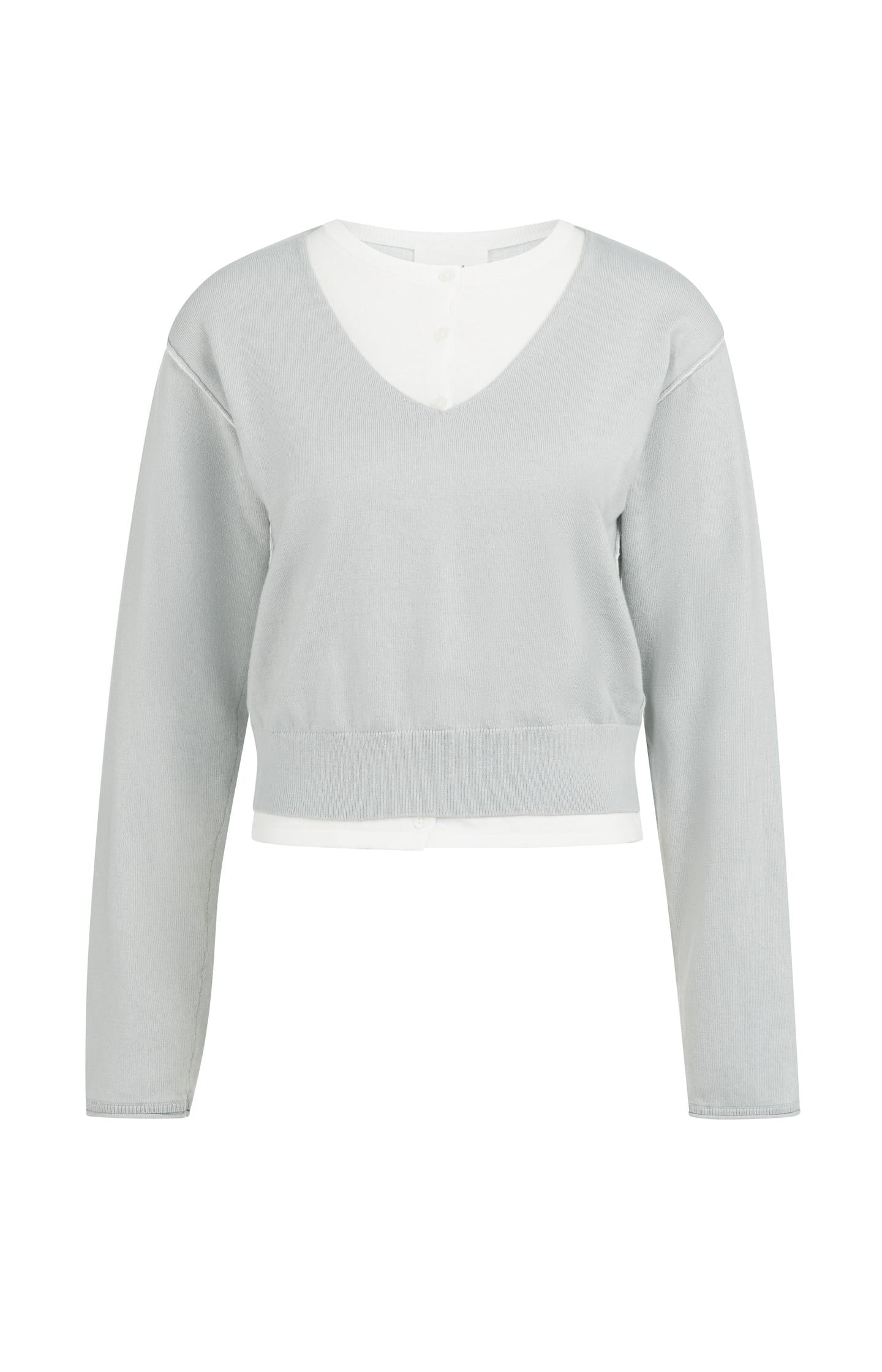 Sweater with layered look and contrast neckline - Type: product