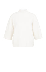 Sweater with ribbed three-quarter sleeves and mock neck - Type: product