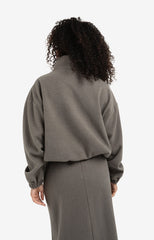 Sweatshirt with balloon sleeves and zip collar