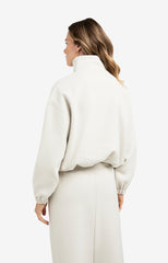 Sweatshirt with balloon sleeves and zip collar