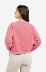 Teddy sweater with ribbed trims and round neckline