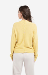 Textured knit sweater with buttoned back