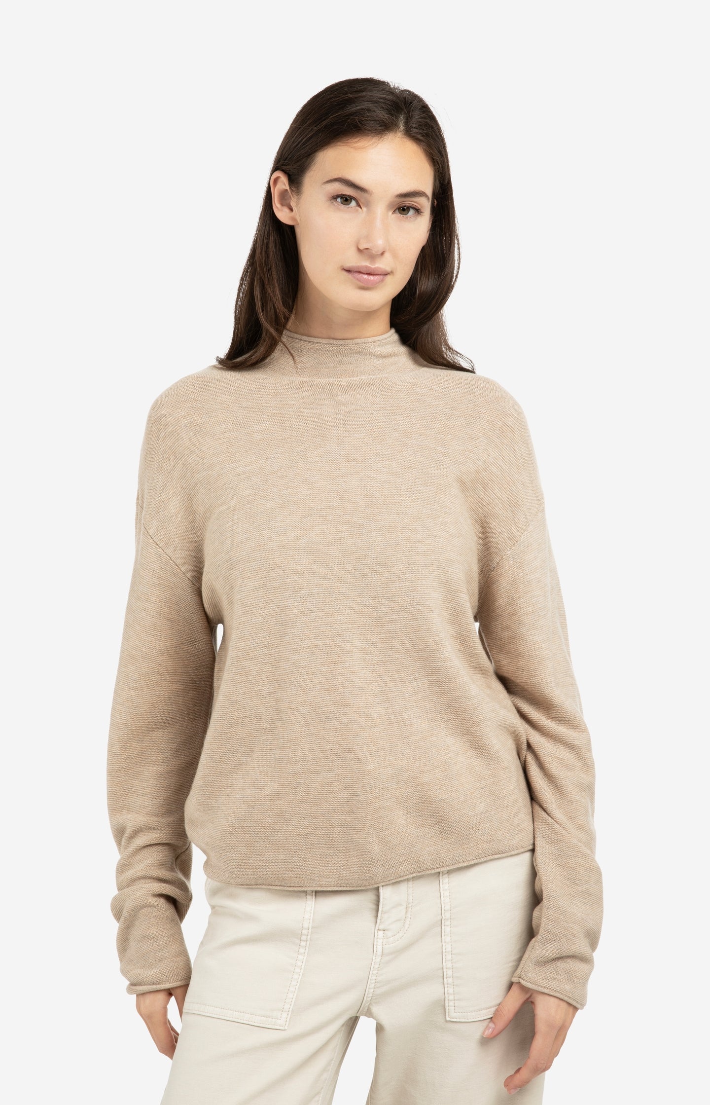 Textured knit sweater with buttoned back