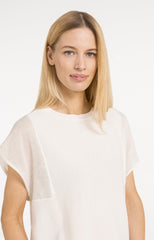 Top with sheer short sleeves and crew neck