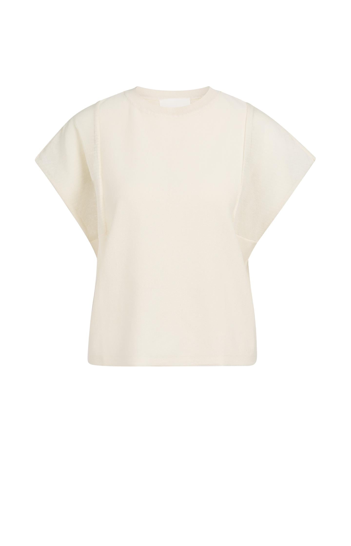 Top with sheer short sleeves and crew neck - Type: product