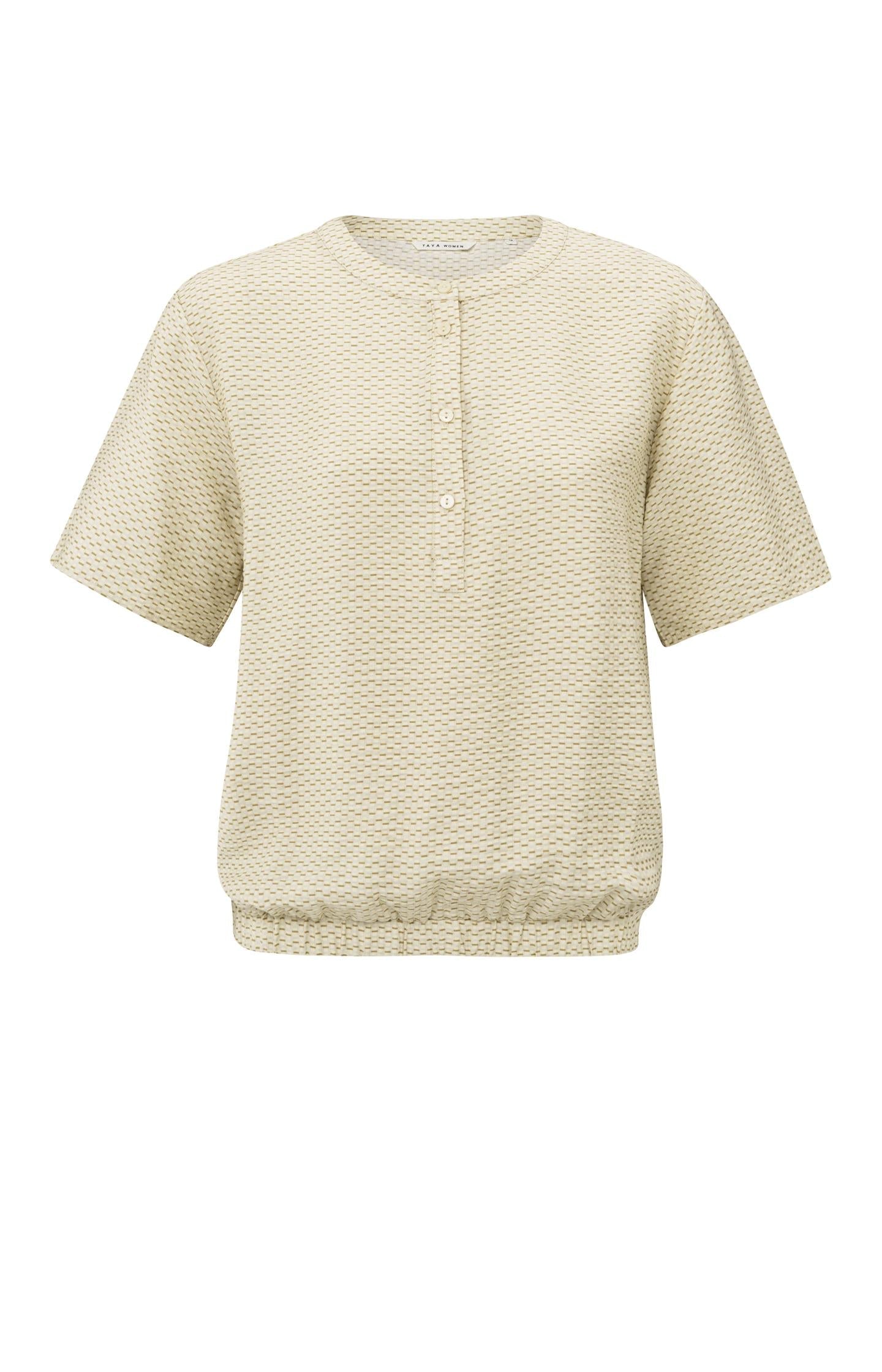 Woven polo blouse with subtle print - Type: product