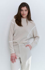 Woven trousers with wide legs and side stripe details - Pumice Stone Beige